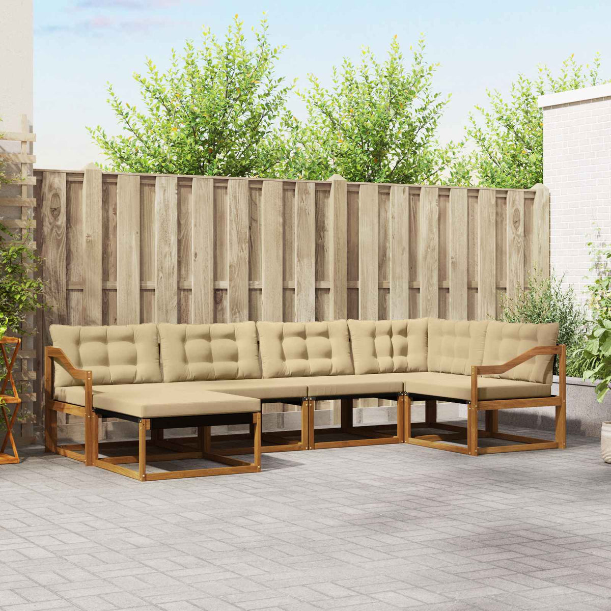 Buiten bankenset met kussen 6 pcs Natuurlijk en Beige is nu te koop bij PeponiXL, paradijselijk wonen!