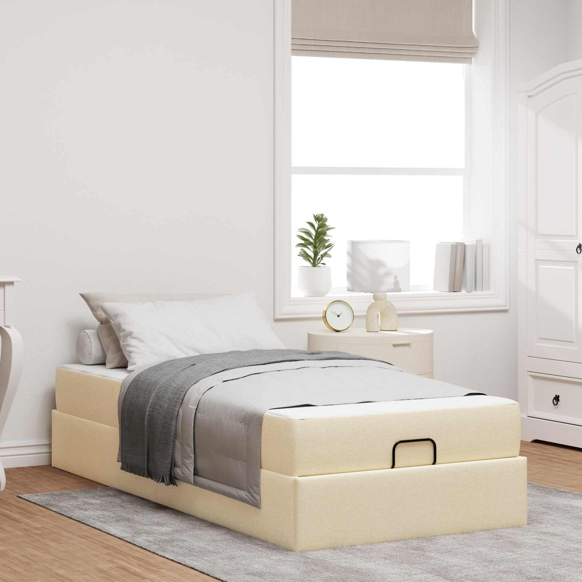 Bedframe met matras 2 pcs Crème Stof is nu te koop bij PeponiXL, paradijselijk wonen!