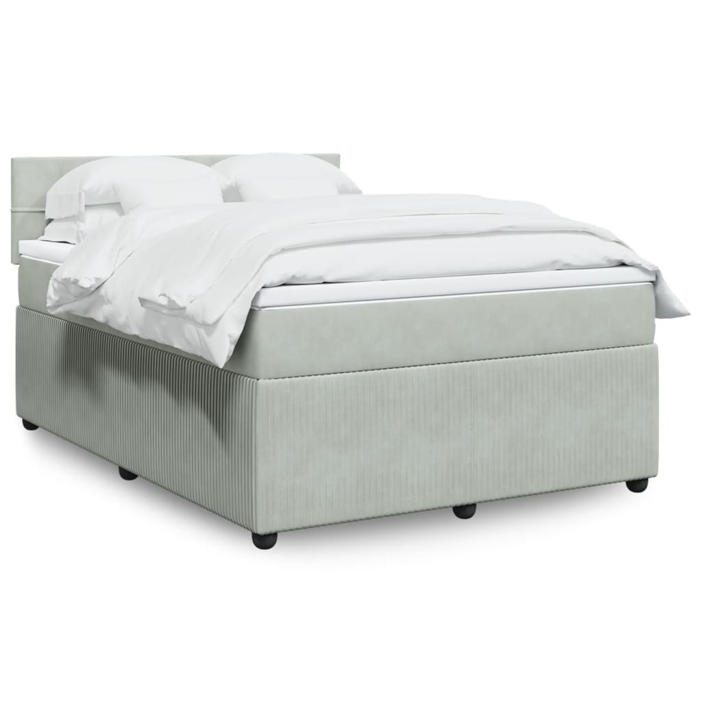 Boxspring met matras fluweel lichtgrijs 160x200 cm is nu te koop bij PeponiXL, paradijselijk wonen!
