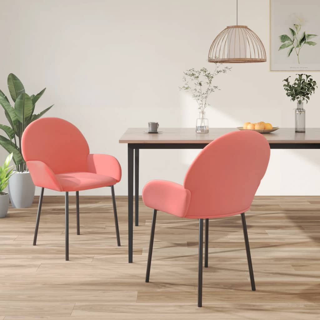 Eetkamerstoelen 2 st fluweel roze is nu te koop bij PeponiXL, paradijselijk wonen!