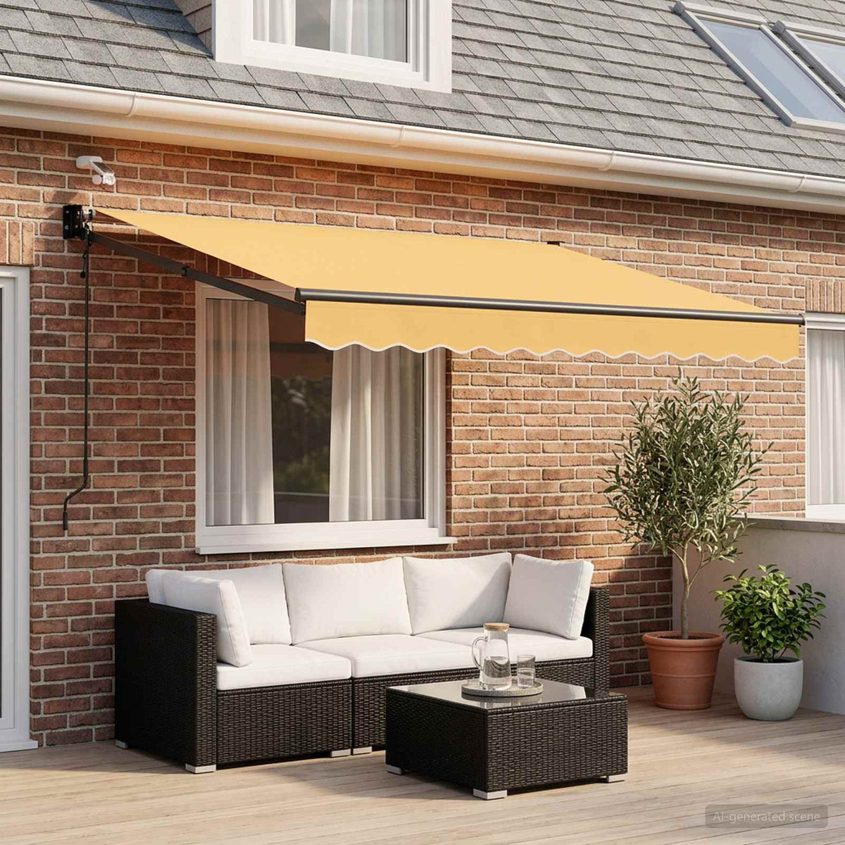 Elektrisch Uittrekbaar Zonnescherm Zand is nu te koop bij PeponiXL, paradijselijk wonen!