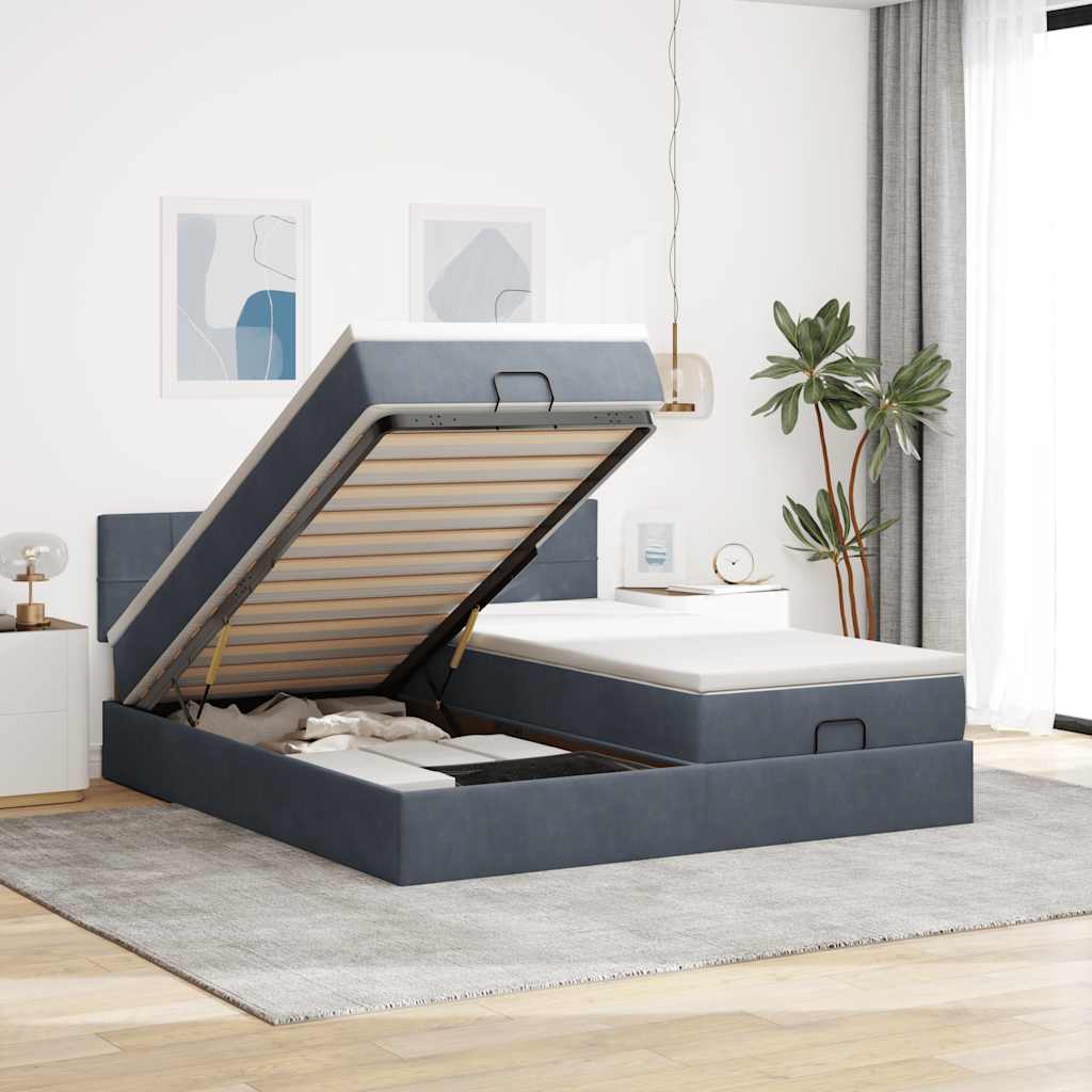Ottoman bed met matrassen en LED's 200x200cm fluweel is nu te koop bij PeponiXL, paradijselijk wonen!