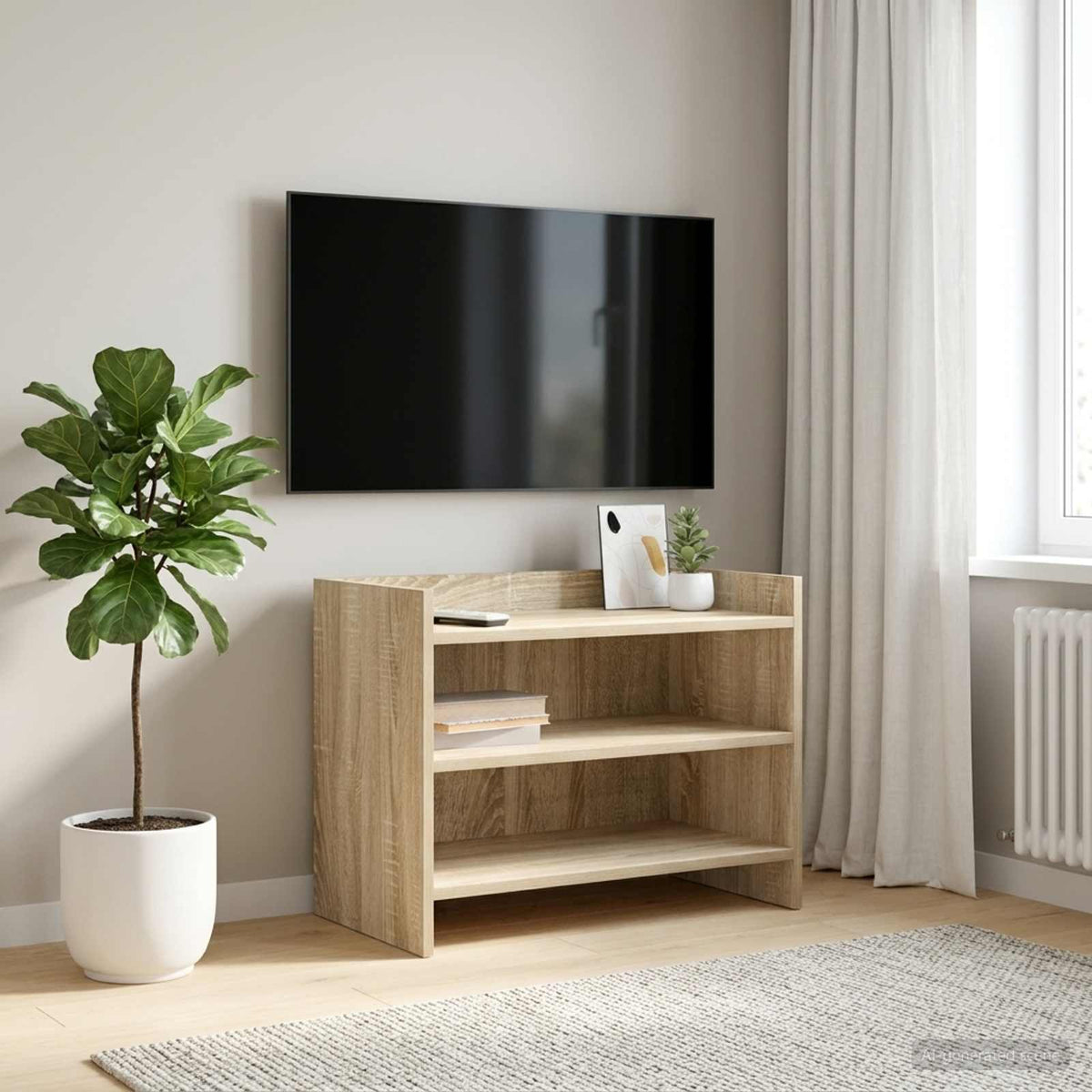 TV-kast 60 x 33 x 47 cm Sonoma Eiken Bewerkt hout is nu te koop bij PeponiXL, paradijselijk wonen!