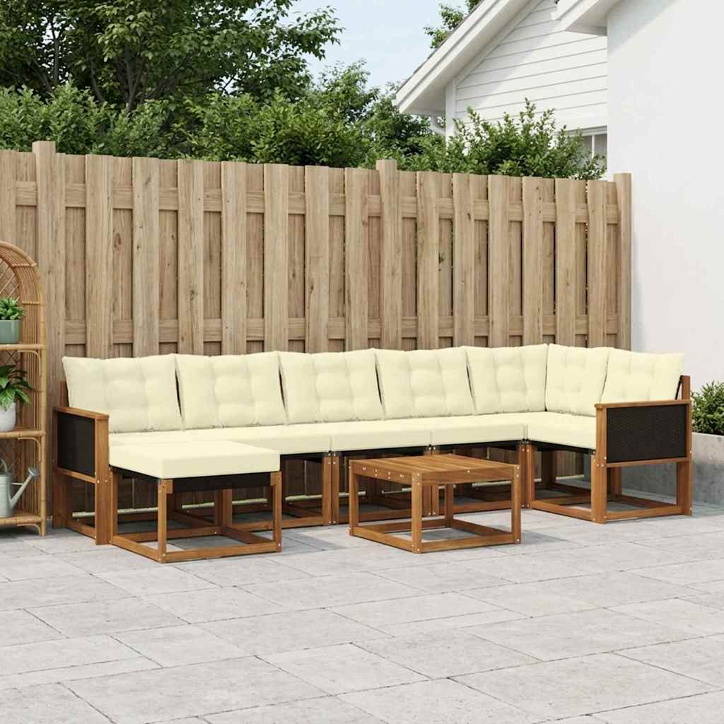 Buiten bankenset met kussen 8 pcs Natuurlijk en Crème is nu te koop bij PeponiXL, paradijselijk wonen!