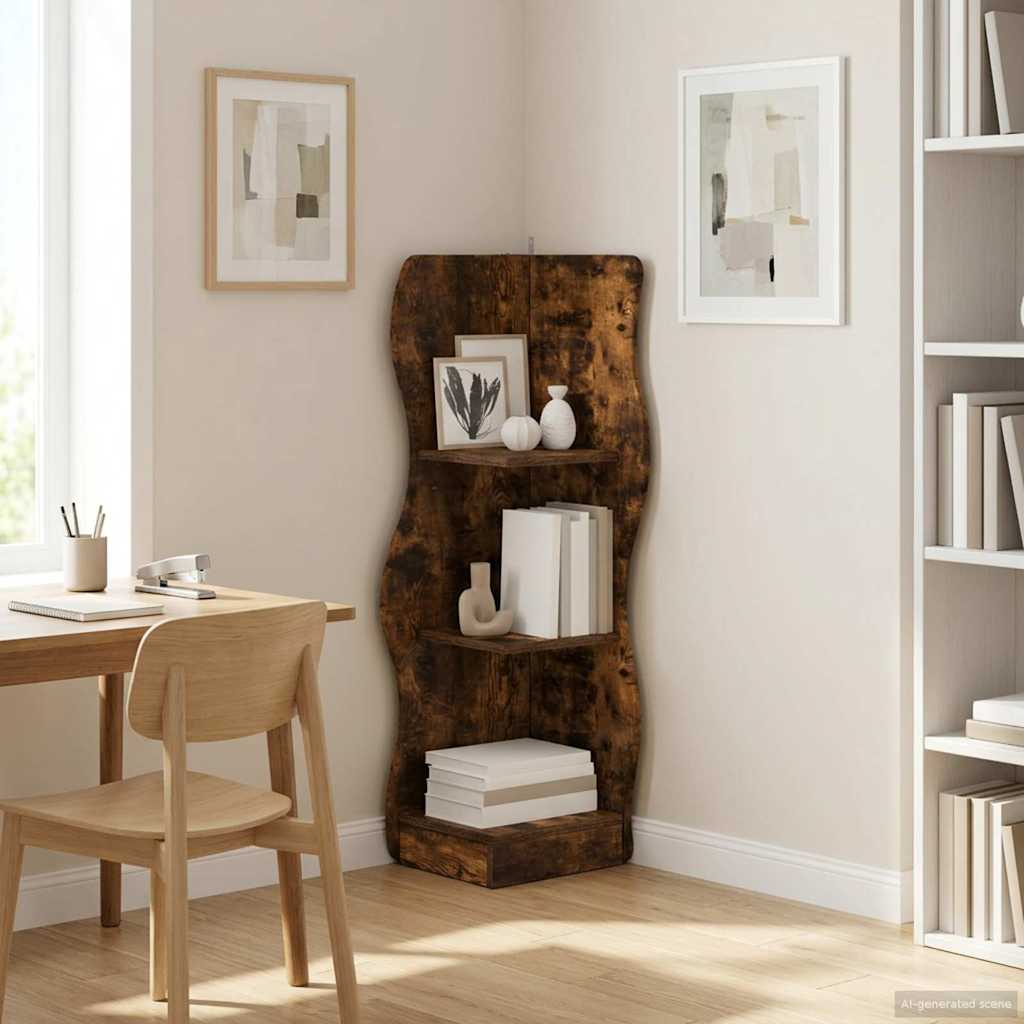 Hoekplank met plank Gerookt eiken 34 x 33 x 102 cm Bewerkt hout is nu te koop bij PeponiXL, paradijselijk wonen!