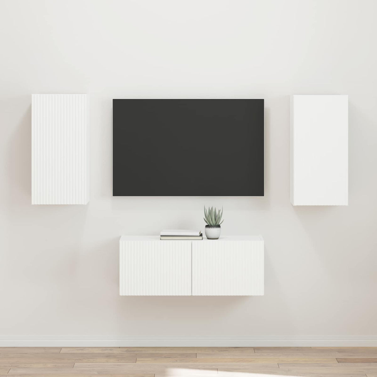 Tv-meubelset Wandgemonteerd 2 pcs Wit Bewerkt hout is nu te koop bij PeponiXL, paradijselijk wonen!