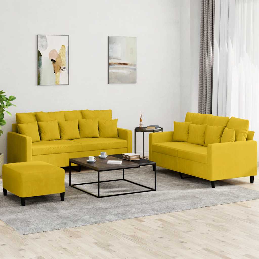 3-delige Loungeset met kussens fluweel geel is nu te koop bij PeponiXL, paradijselijk wonen!