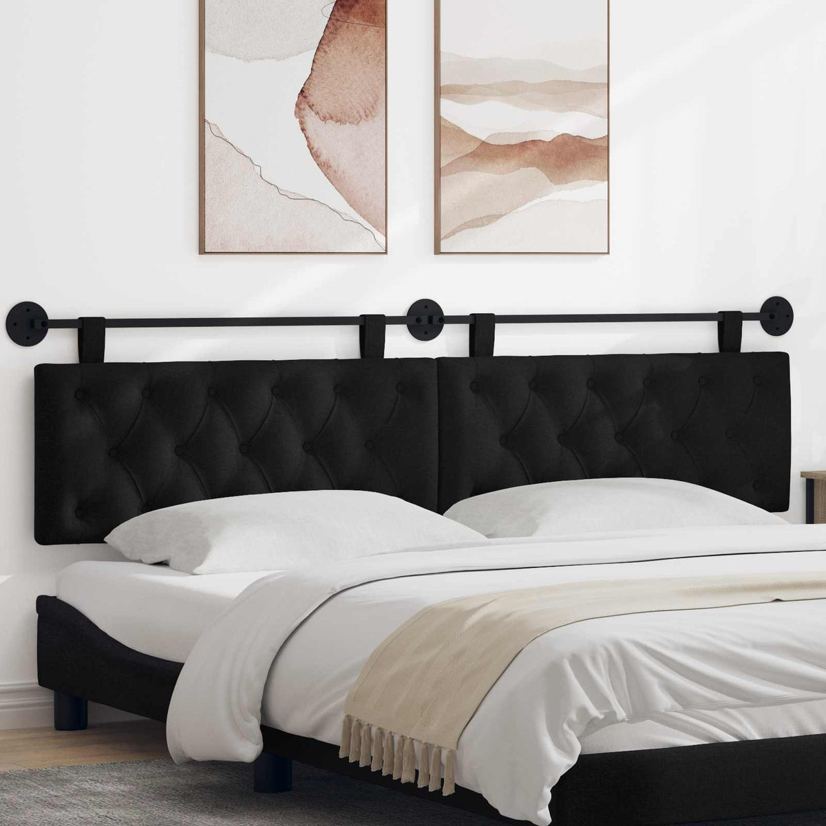 Hangend hoofdbord Zwart Stof is nu te koop bij PeponiXL, paradijselijk wonen!