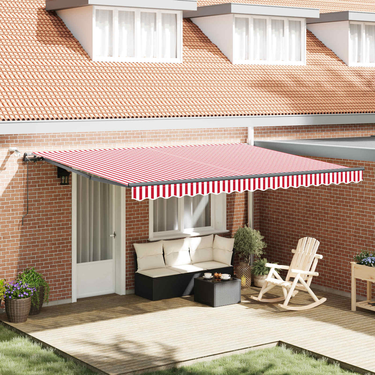 Luifeldoek met Rood en Wit 450 × 350 cm Polyester is nu te koop bij PeponiXL, paradijselijk wonen!