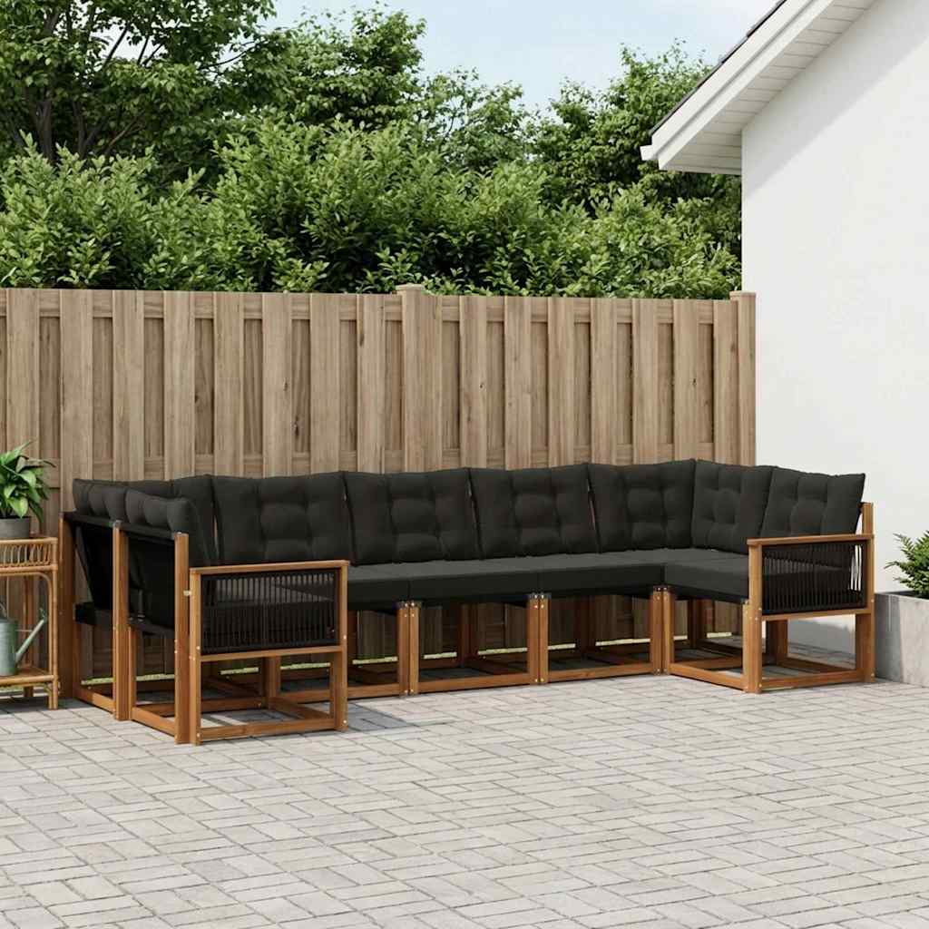 Buiten bankenset met kussen 7 pcs Naturel en Zwart is nu te koop bij PeponiXL, paradijselijk wonen!
