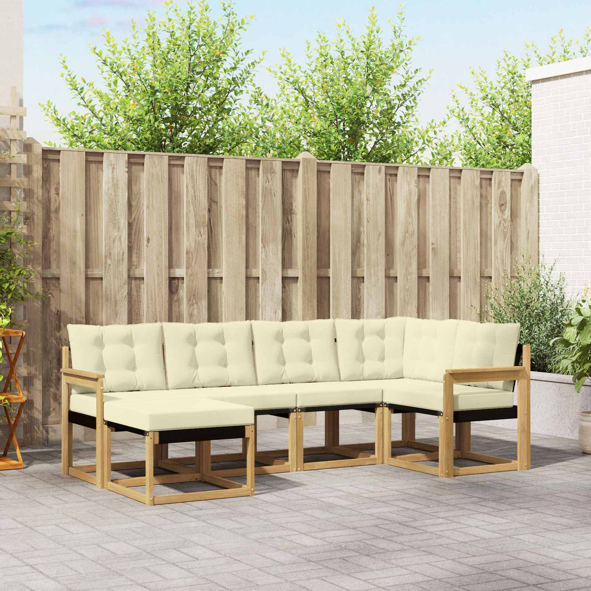 Buiten bankenset met kussen 6 pcs Wit en crèmekleurig is nu te koop bij PeponiXL, paradijselijk wonen!