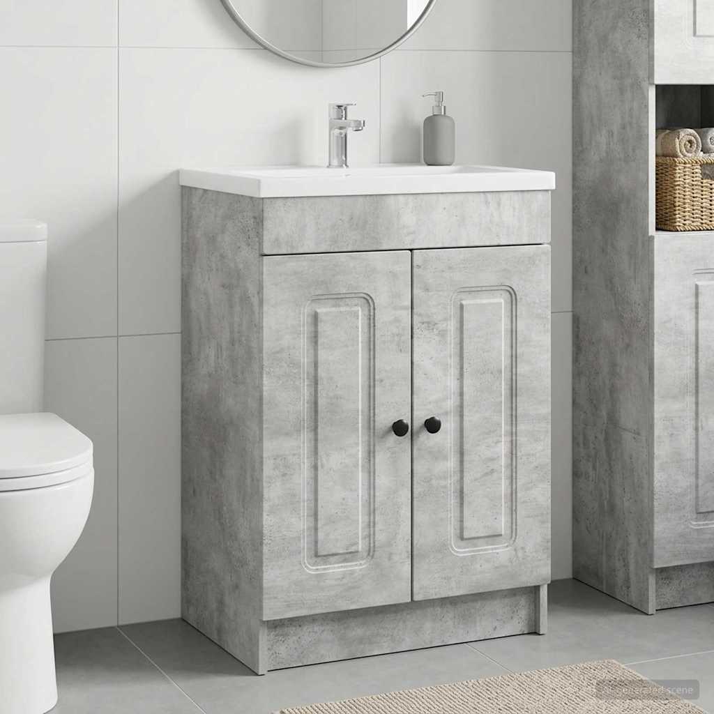 Badkamer onder wastafel kast Betongrijs 56 x 37,5 x 81 cm is nu te koop bij PeponiXL, paradijselijk wonen!