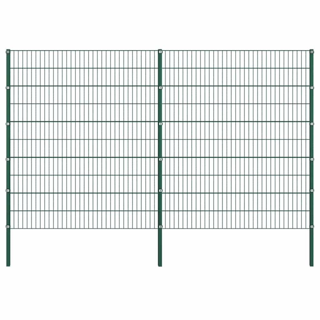 Schuttingpaneel met palen ijzer 349x200 cm groen is nu te koop bij PeponiXL, paradijselijk wonen!