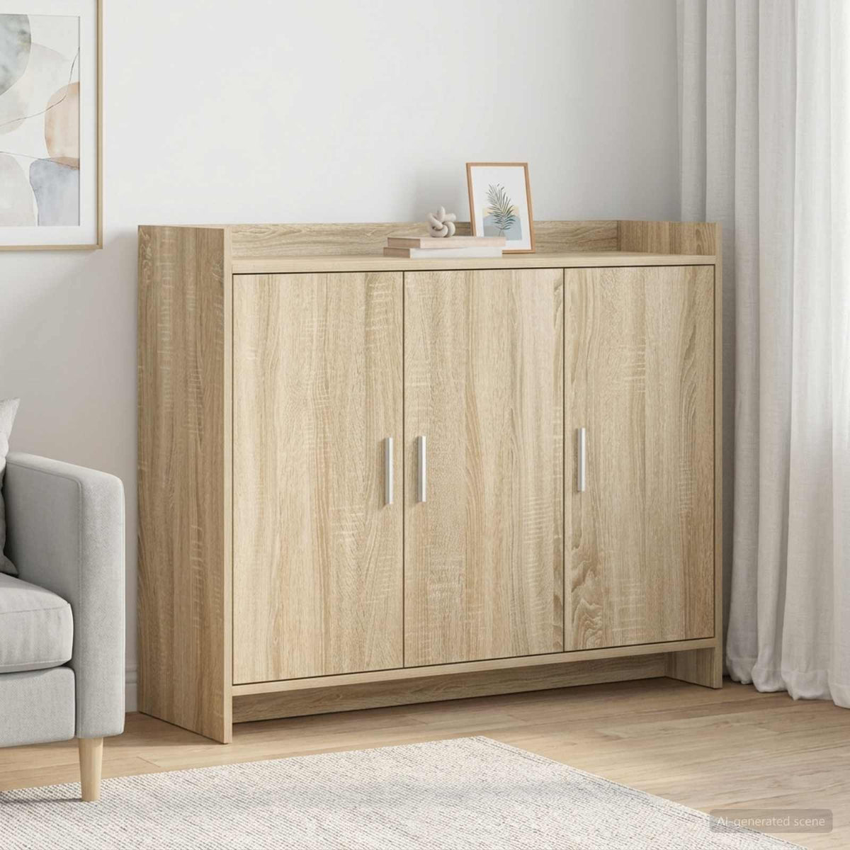 Dressoir Sonoma Eiken 98,5 x 33 x 80 cm Bewerkt hout is nu te koop bij PeponiXL, paradijselijk wonen!