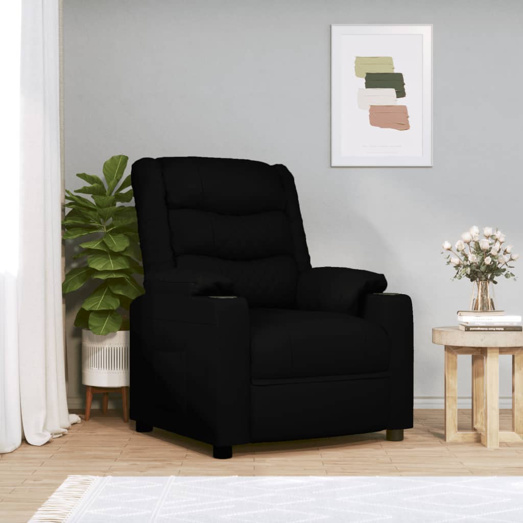 Fauteuil elektrisch verstelbaar kunstleer zwart is nu te koop bij PeponiXL, paradijselijk wonen!