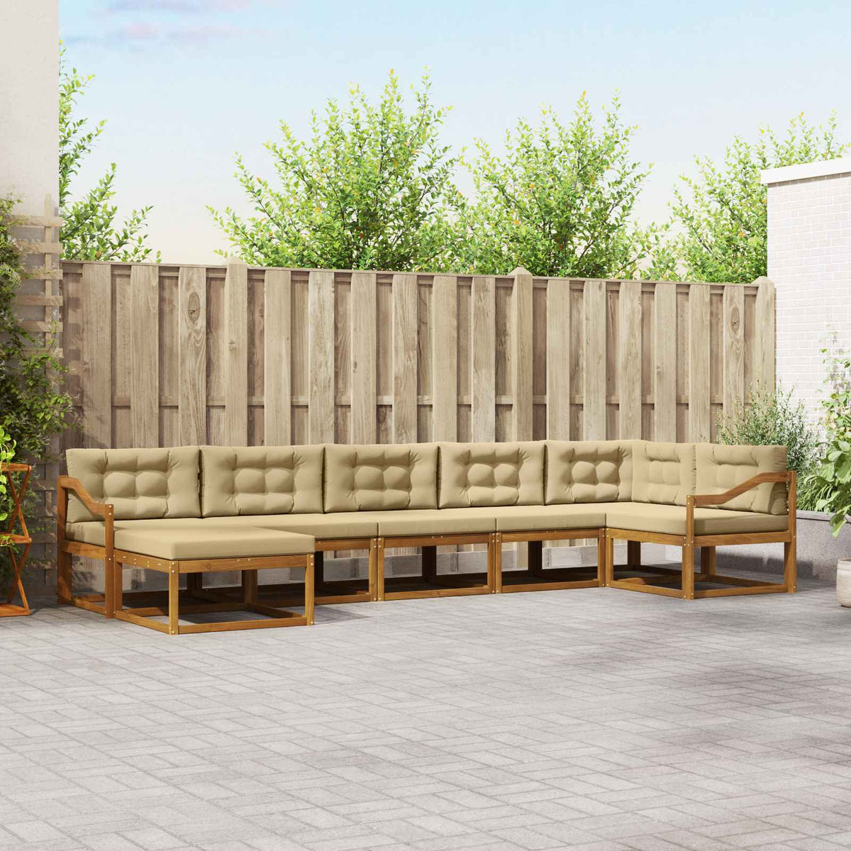 Buiten bankenset met kussen 7 pcs Natuurlijk en Beige is nu te koop bij PeponiXL, paradijselijk wonen!