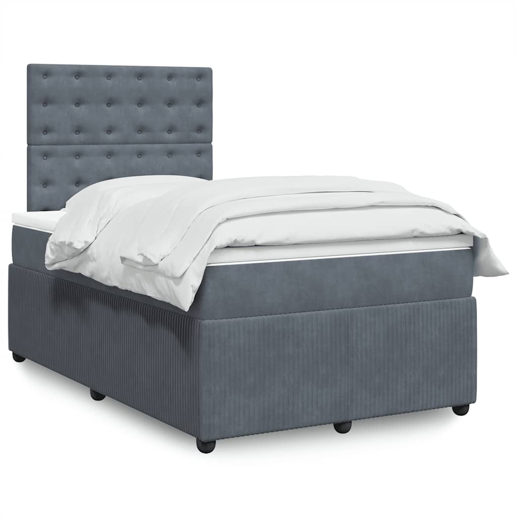 Boxspring met matras fluweel donkergrijs 120x200 cm is nu te koop bij PeponiXL, paradijselijk wonen!