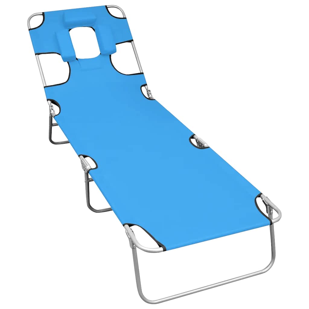 Ligbed inklapbaar met hoofdkussen staal turquoiseblauw is nu te koop bij PeponiXL, paradijselijk wonen!