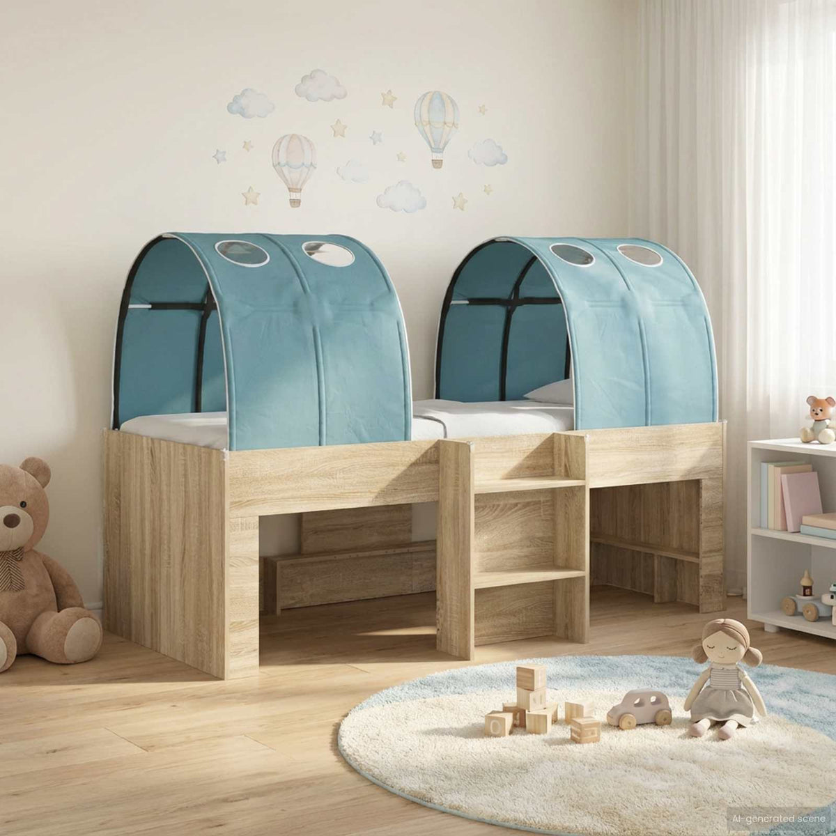 Hoge Bed Frame voor Kids met Tunnel 3 st Bewerkt hout is nu te koop bij PeponiXL, paradijselijk wonen!