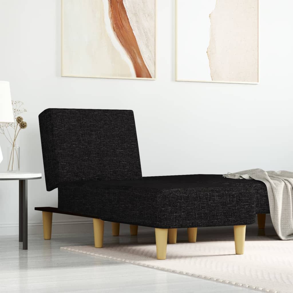Chaise longue stof zwart is nu te koop bij PeponiXL, paradijselijk wonen!