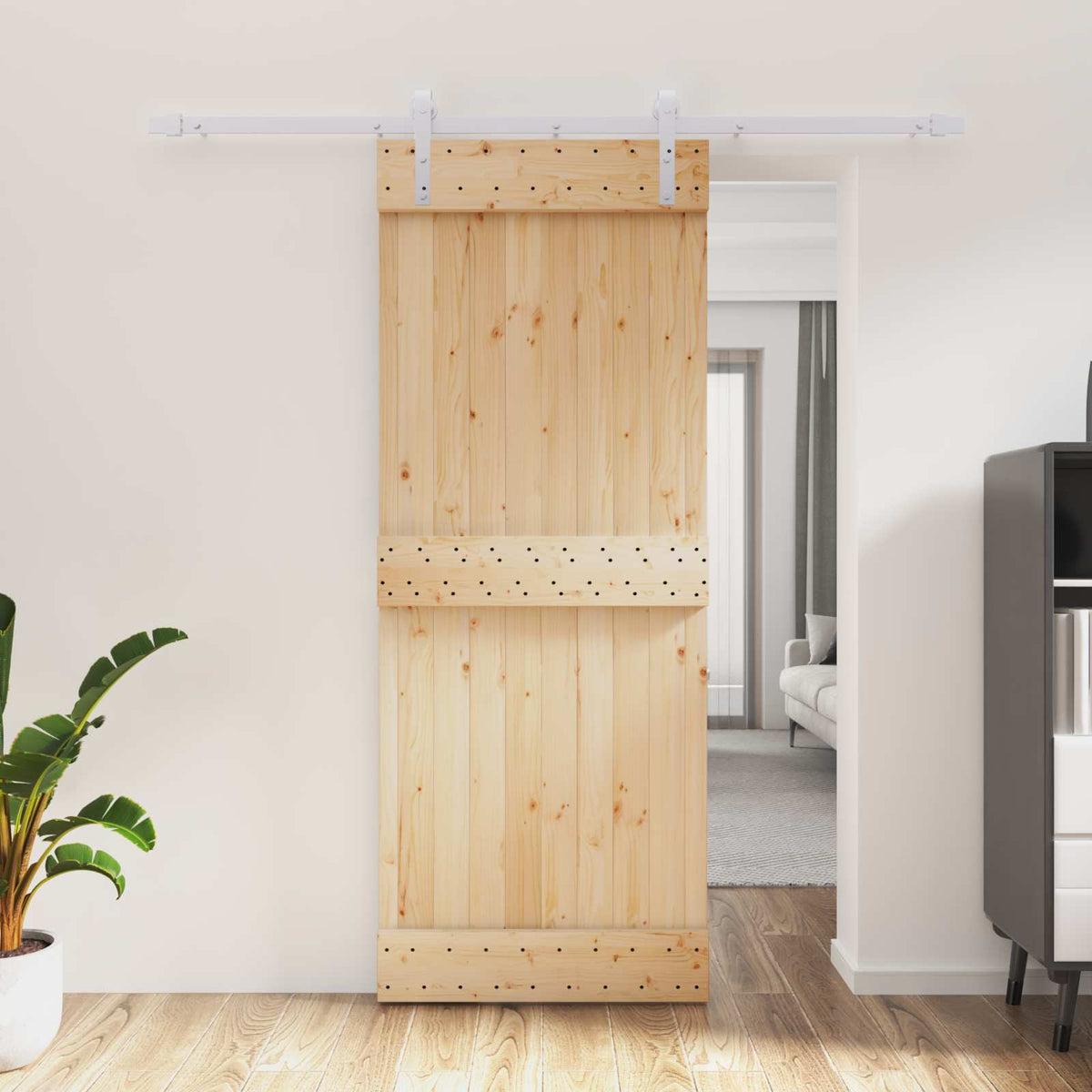 Schuifdeur Natuurlijk en Wit 80 x 210 cm Massief Grenenhout is nu te koop bij PeponiXL, paradijselijk wonen!