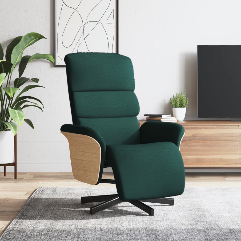 Fauteuil verstelbaar met voetensteun stof donkergroen is nu te koop bij PeponiXL, paradijselijk wonen!