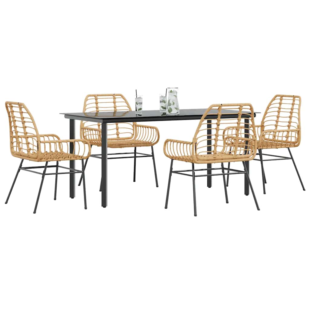 5-delige Tuinset poly rattan glas bruin is nu te koop bij PeponiXL, paradijselijk wonen!