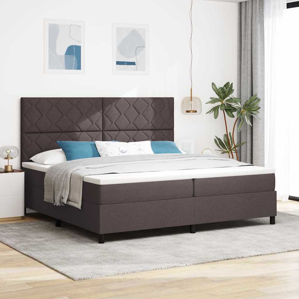 Boxspringbed met matras Donkerbruin 200 x 200 cm Stof is nu te koop bij PeponiXL, paradijselijk wonen!