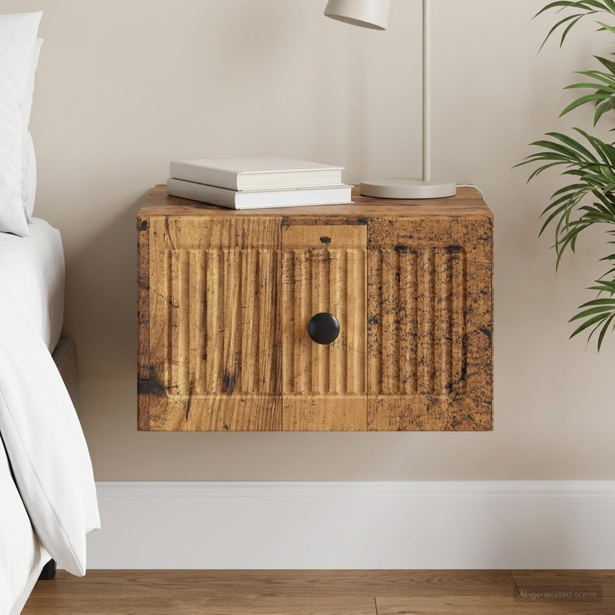 Wandbeugel Bedkast Oud hout 33 x 34,5 x 20 cm Bewerkt hout is nu te koop bij PeponiXL, paradijselijk wonen!