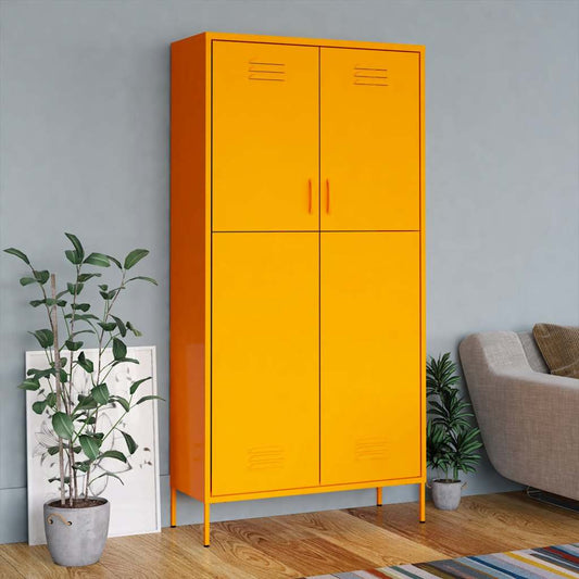 Kledingkast 90x50x180 cm staal mosterdgeel is nu te koop bij PeponiXL, paradijselijk wonen!