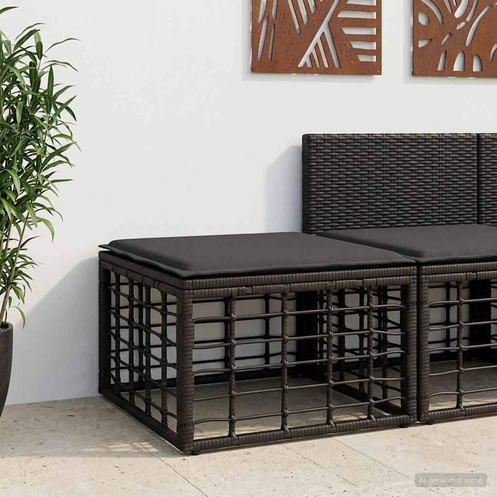 Tuinvoetenbank Zwart poly rattan is nu te koop bij PeponiXL, paradijselijk wonen!