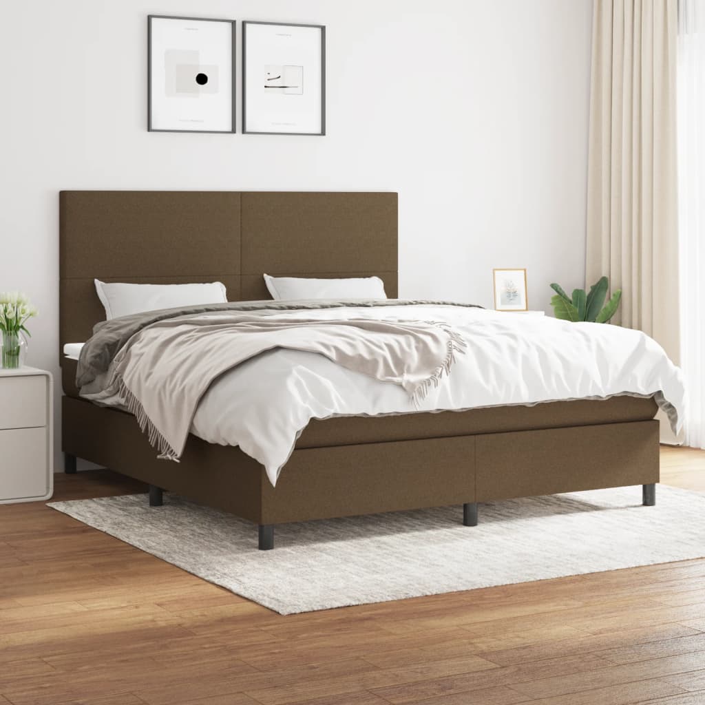 Boxspring met matras stof donkerbruin 180x200 cm is nu te koop bij PeponiXL, paradijselijk wonen!