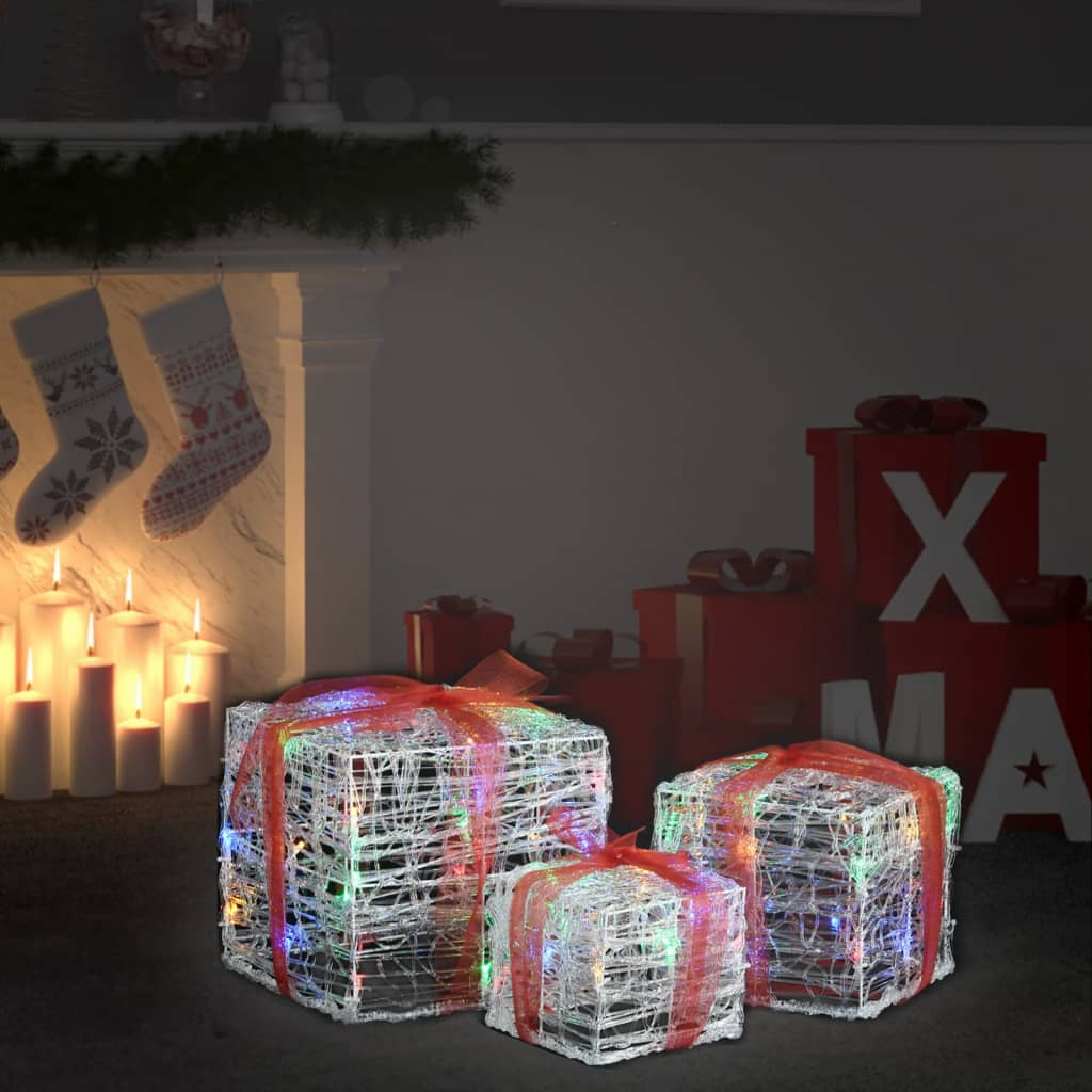 Kerstverlichting geschenkdozen 3 st decoratief acryl kleurrijk is nu te koop bij PeponiXL, paradijselijk wonen!