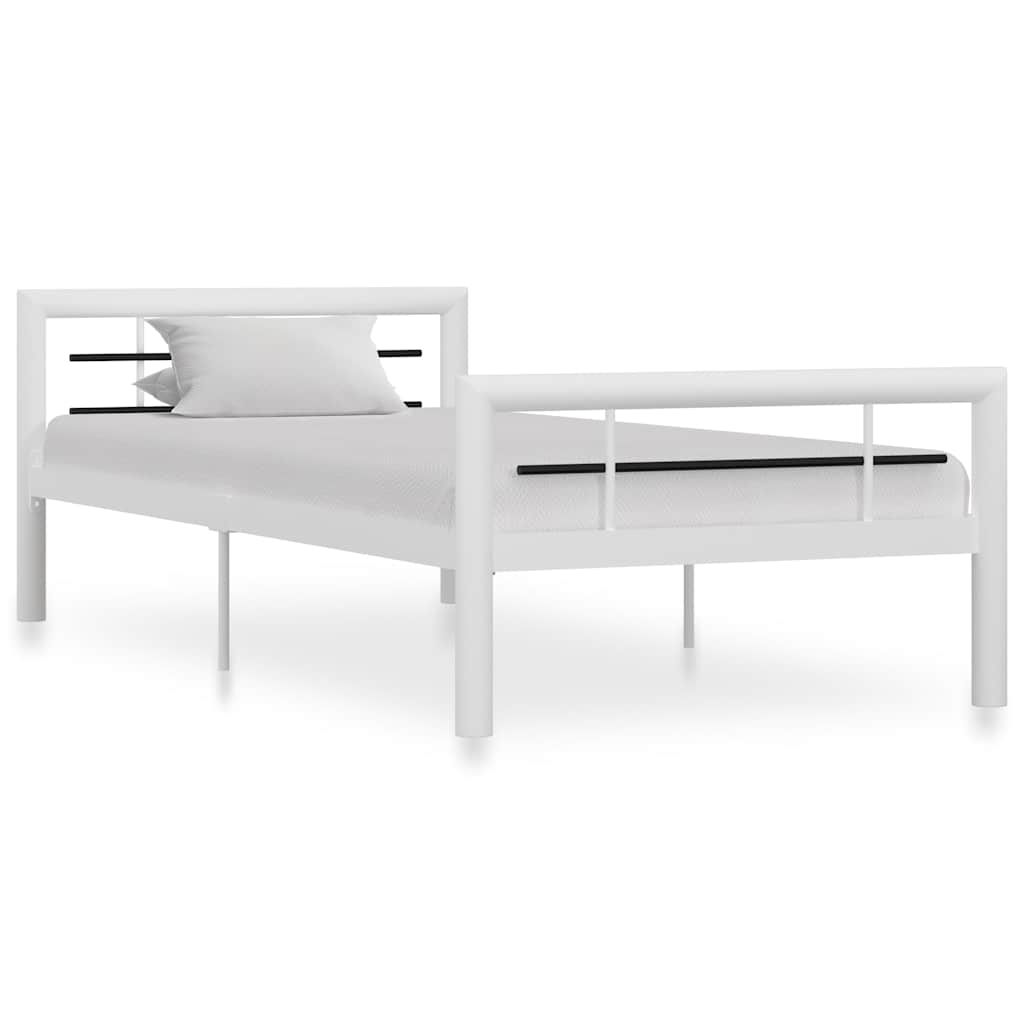 Bedframe metaal wit en zwart 100x200 cm is nu te koop bij PeponiXL, paradijselijk wonen!