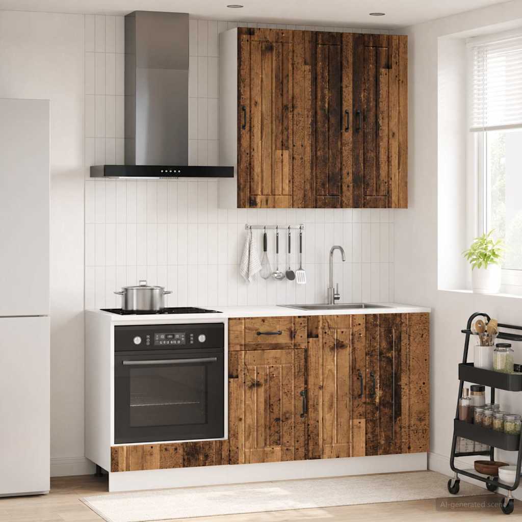 Keukenblok LUCCA 5 pcs Oud hout Bewerkt hout is nu te koop bij PeponiXL, paradijselijk wonen!