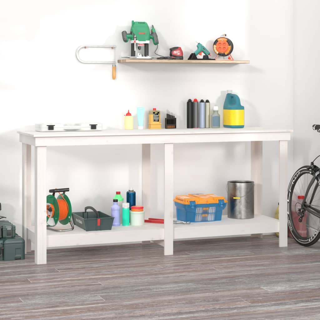 Werkbank 180x50x80 cm massief grenenhout wit is nu te koop bij PeponiXL, paradijselijk wonen!
