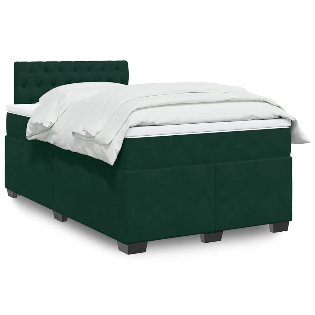 Boxspring met matras fluweel donkergroen 120x200 cm is nu te koop bij PeponiXL, paradijselijk wonen!