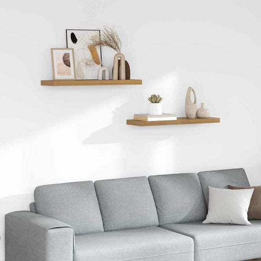 Wandplank Muurmontage 2 st Bruin 80 x 23,5 x 3,8 cm is nu te koop bij PeponiXL, paradijselijk wonen!