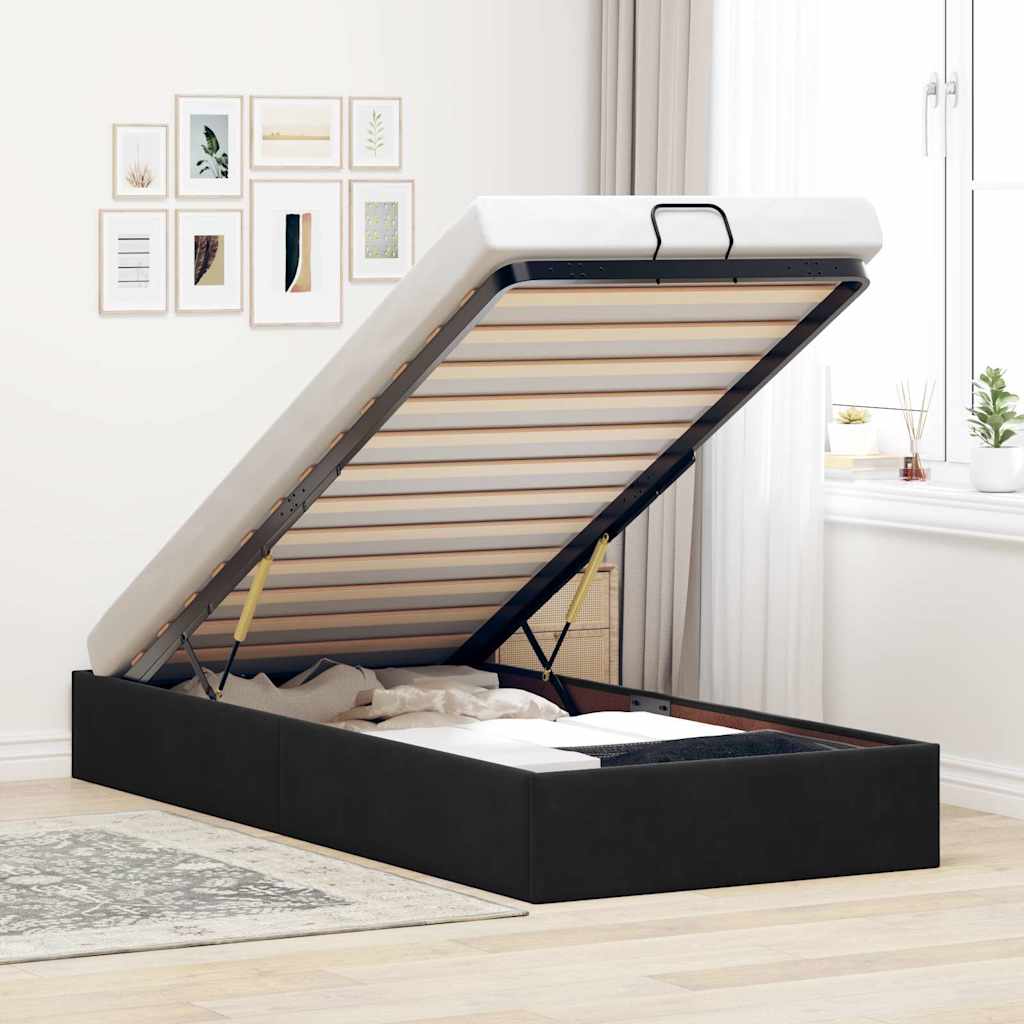 Bedframe zonder matras 80x200 cm fluweel zwart is nu te koop bij PeponiXL, paradijselijk wonen!