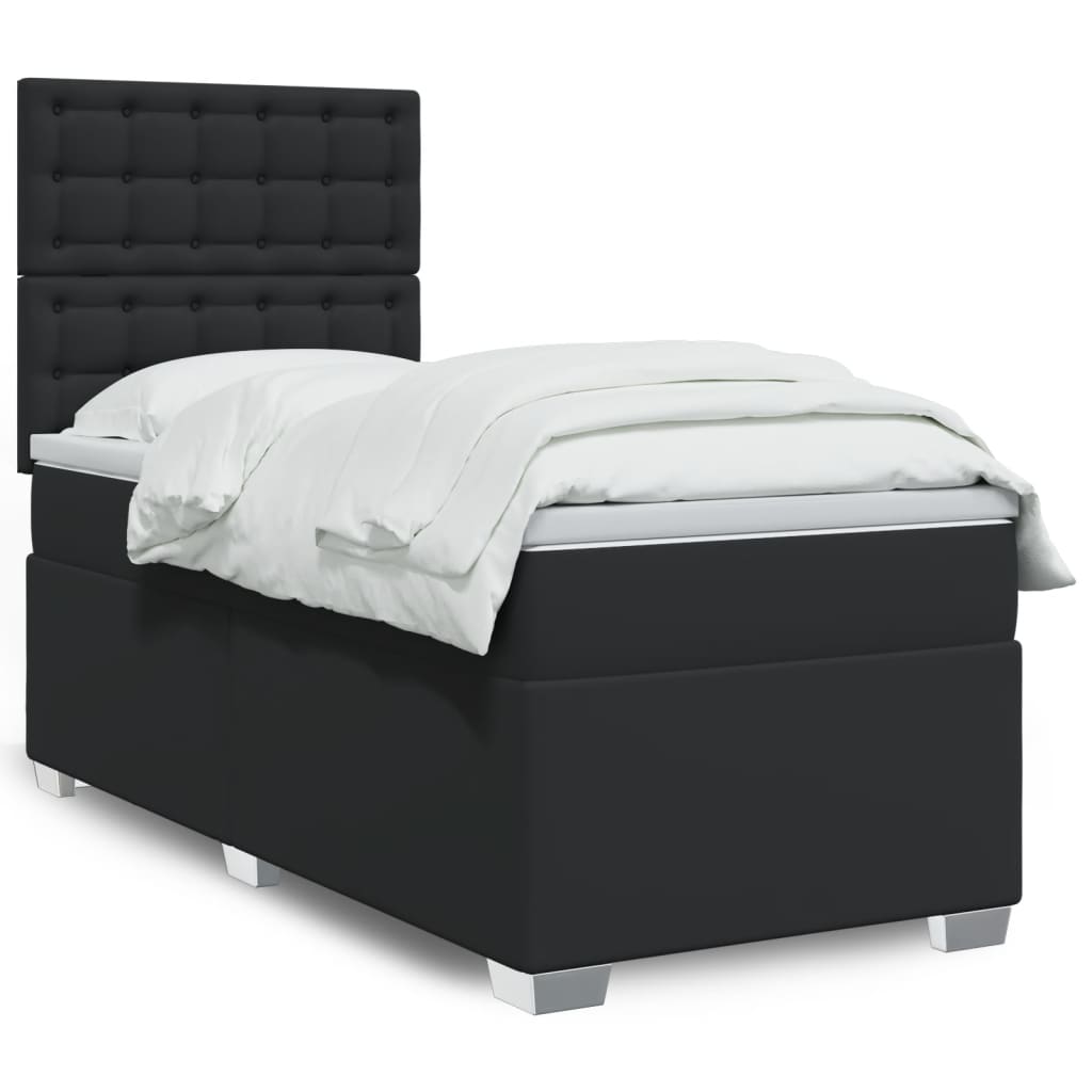 Boxspring met matras kunstleer zwart 90x190 cm is nu te koop bij PeponiXL, paradijselijk wonen!