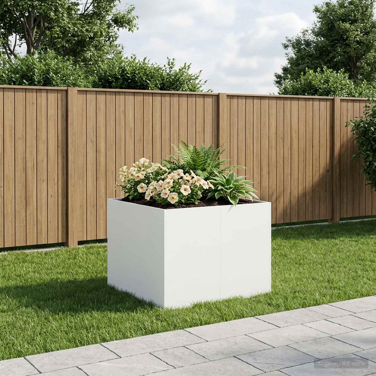 Plantenbak Wit 80 x 80 x 60 cm Koudgewalst staal is nu te koop bij PeponiXL, paradijselijk wonen!