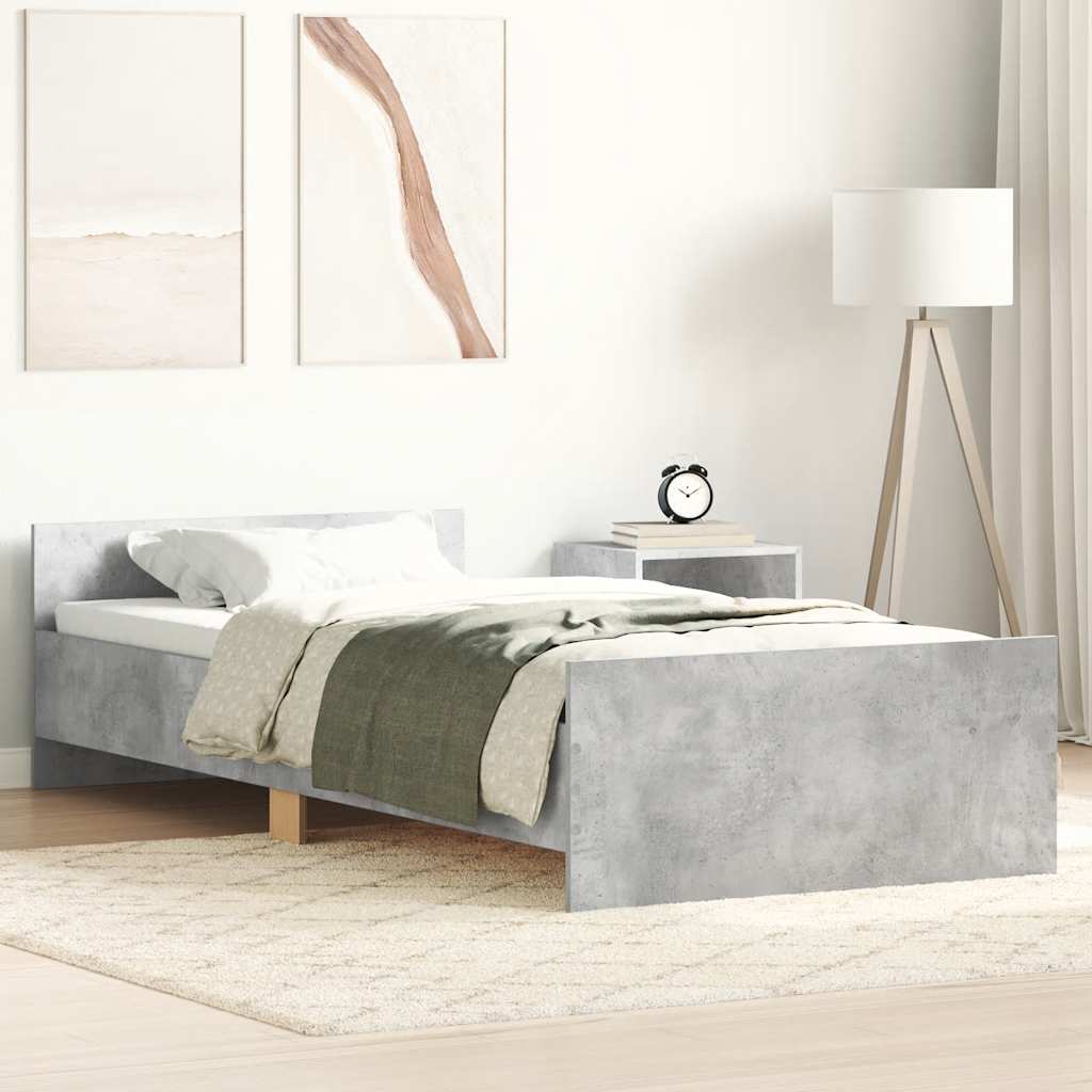 Bedframe bewerkt hout betongrijs 90x200 cm is nu te koop bij PeponiXL, paradijselijk wonen!