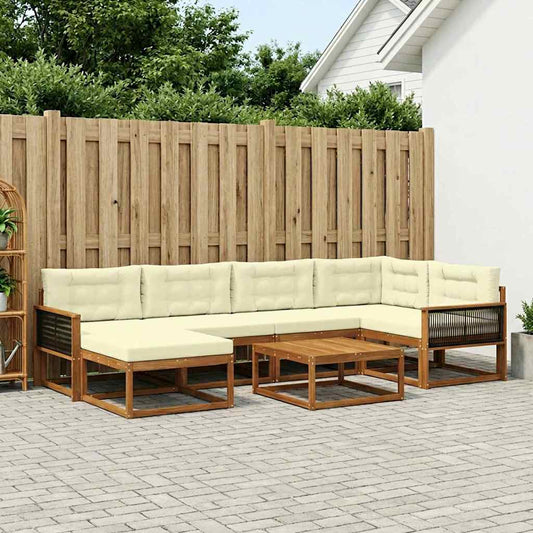 Buiten bankenset met kussen 7 pcs Natuurlijk en Crème is nu te koop bij PeponiXL, paradijselijk wonen!