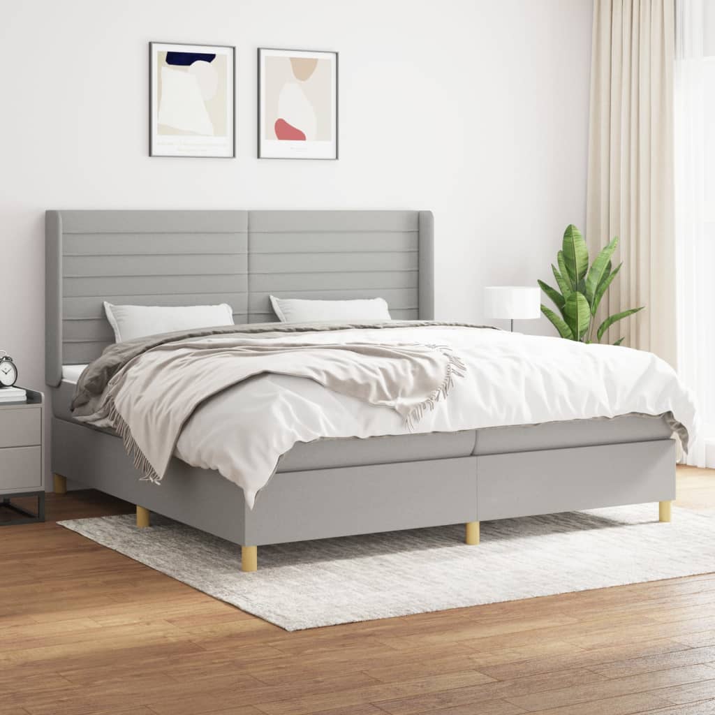 Boxspring met matras stof lichtgrijs 200x200 cm is nu te koop bij PeponiXL, paradijselijk wonen!