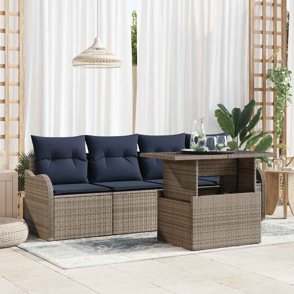 Tuin Sofa Set 5 st Grijs poly rattan is nu te koop bij PeponiXL, paradijselijk wonen!