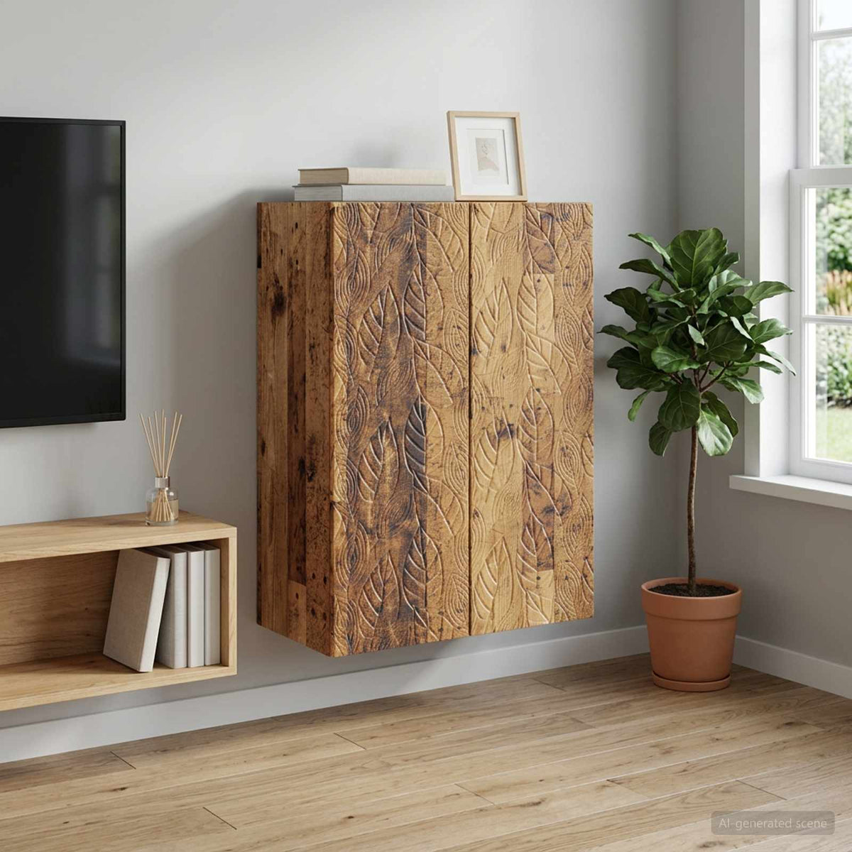Wandkast Oud hout 66 x 34,5 x 90 cm Bewerkt hout is nu te koop bij PeponiXL, paradijselijk wonen!