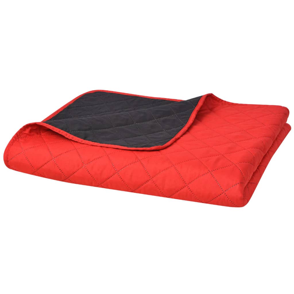 Dubbelzijdige quilt bedsprei rood en zwart 220x240 cm is nu te koop bij PeponiXL, paradijselijk wonen!