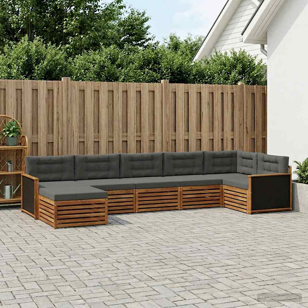 Buiten bankenset met kussen 7 pcs Natuurlijk en Antraciet is nu te koop bij PeponiXL, paradijselijk wonen!