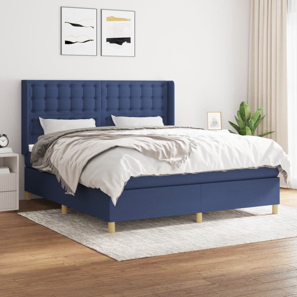 Boxspring met matras stof blauw 160x200 cm is nu te koop bij PeponiXL, paradijselijk wonen!