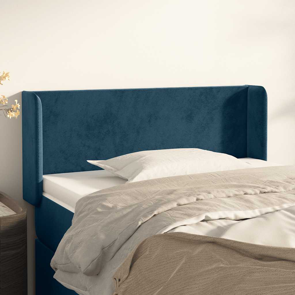 Hoofdbord met randen 93x16x78/88 cm fluweel donkerblauw is nu te koop bij PeponiXL, paradijselijk wonen!